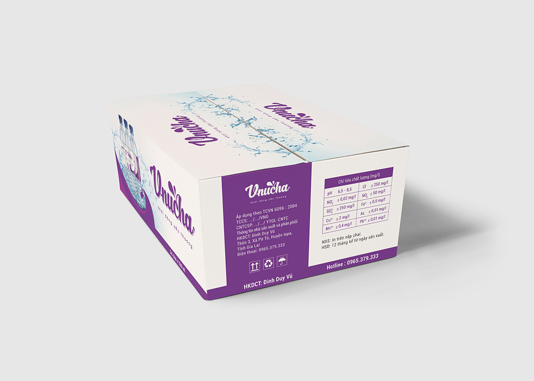 V-NUCHA - Thiết kế logo và bao bì nước đóng chai tinh khiết V-nucha